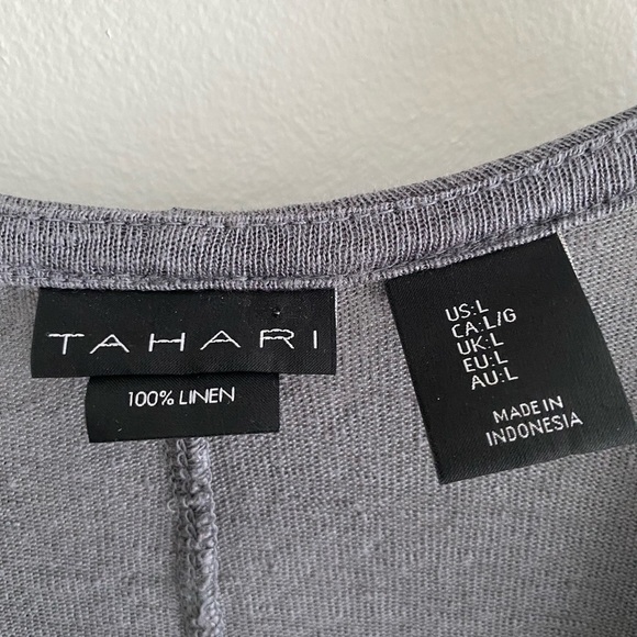 TAHARI 100% Linen Lightweight Gray Long Sleeve Cardigan Size L - Picture 4 of 10